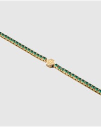 Philipp Plein - Plein Tennis Royal Gold-Tone Tennis Bracelet Green Crystal