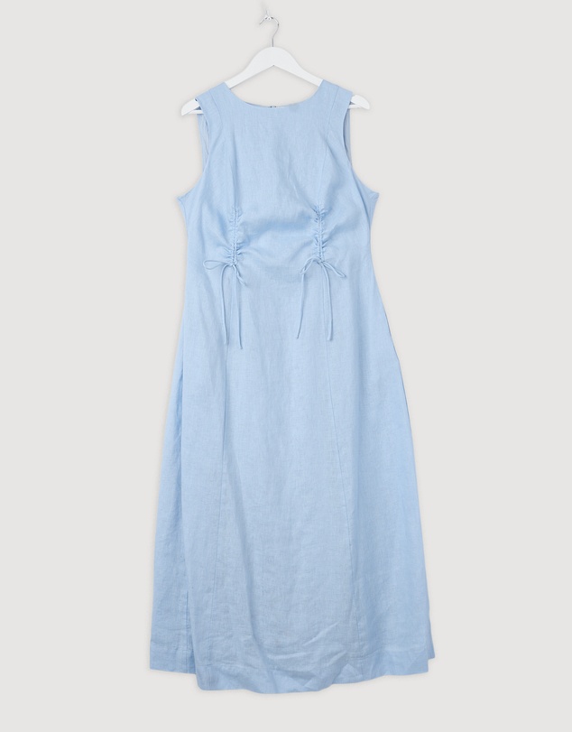 Revibe - Repaired Minima Esenciales Reyna Gathered Linen Midi Dress - AU 16