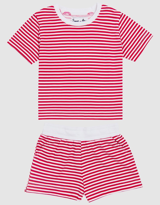 Sant And Abel - Kids Red Stripe Jersey Short PJ Set