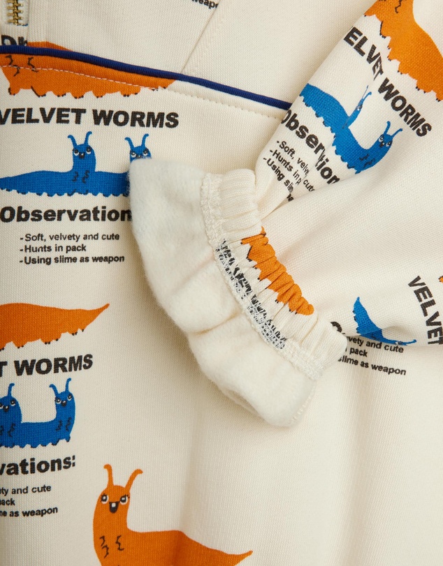 Mini Rodini - Velvet Worms Aop Half Zip Sweatshirt
