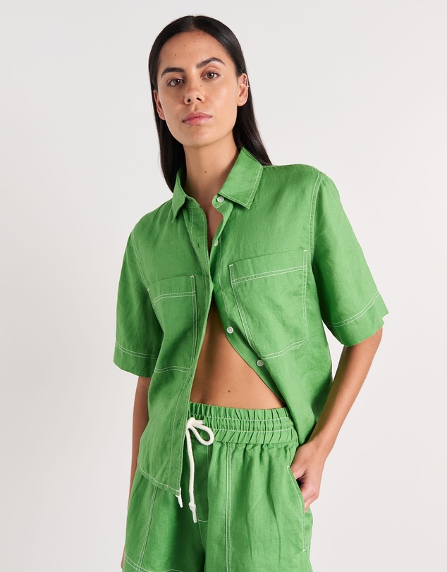 Jag - Gigi Linen Relaxed Short Sleeve Shirt