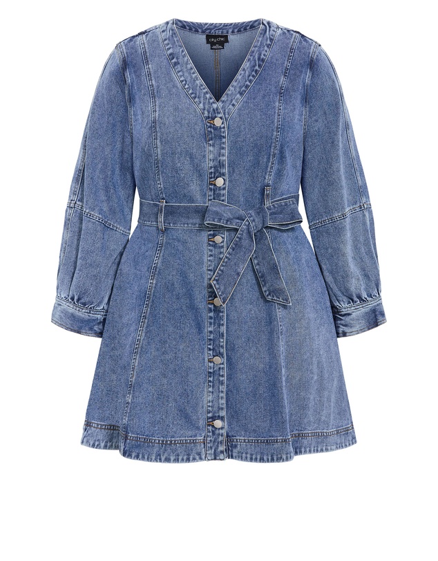 City Chic - Demi Belted Denim Mini Dress