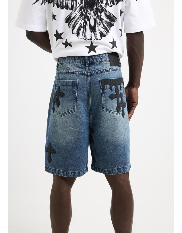 Black Noise White Rain - Armour Denim Shorts