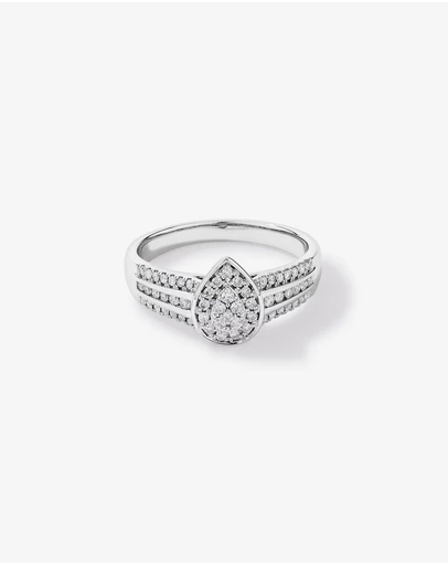 Michael Hill - 0.35 Carat TW Pear-Shaped Diamond Cluster Ring in Sterling Silver