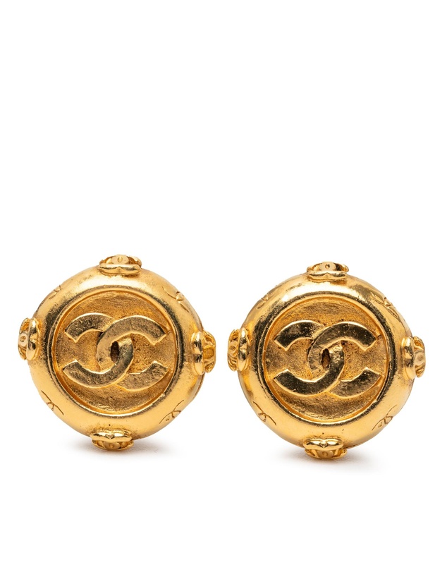 Pre-Loved by Azura Reborn - Pre-Loved Gold Plated CC Round Clip On Earrings