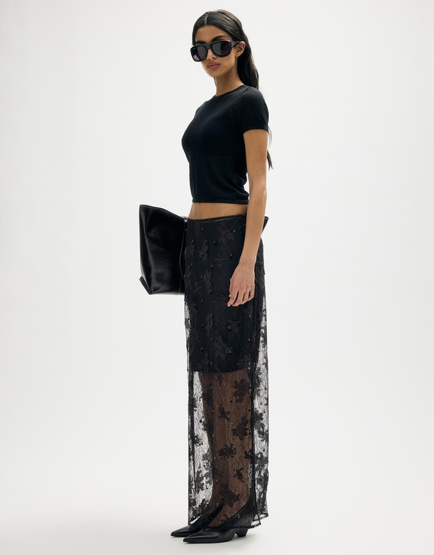 Minima Esenciales - Ninon Beaded Lace Maxi Skirt