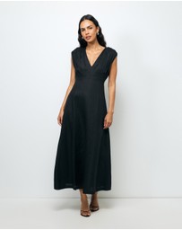 AERE - Rhae V Neck Midi Dress