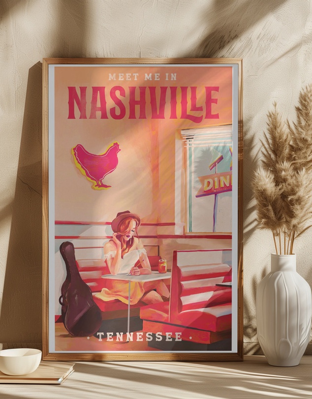 Olive et Oriel - Nashville Tennessee Redhead Music Poster by The Whiskey Ginger Art Print