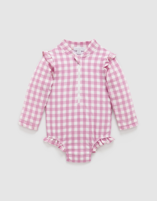 Purebaby - Printed Frilly Long Sleeve Swimsuit -Kids-Babies