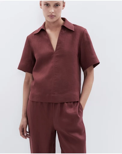 UNISON - Collared Linen Top
