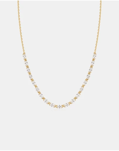 Ania Haie - Gold Half-Bezel Oval Half-Tennis Necklace