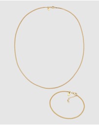 Kuzzoi - ICONIC EXCLUSIVE - Jewelry Set Curb Set Basic in 925 Sterling Silver Gold Plated
