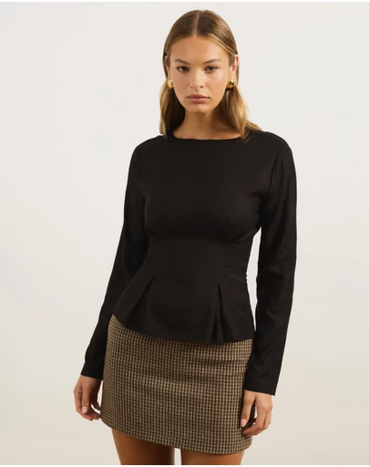 Atmos&Here - Sapna Linen Blend Long Sleeve Pintuck Blouse