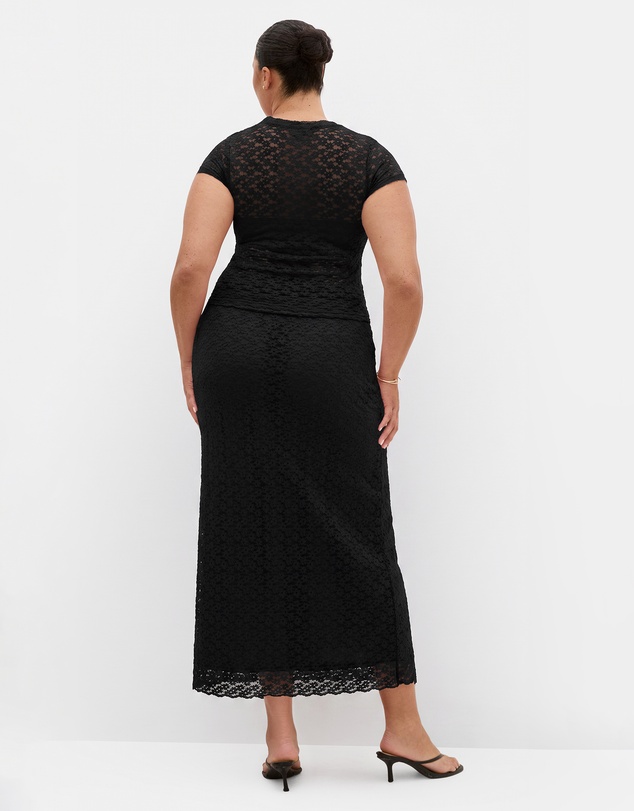 City Chic - Plus size Shiloh Lace Maxi Skirt - black