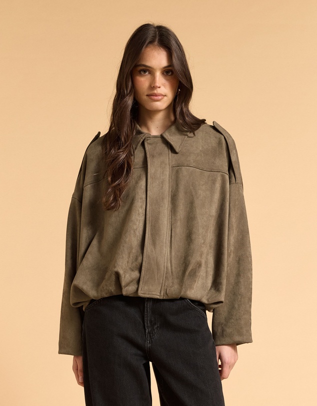 MVN - Faux Suede Bomber Jacket