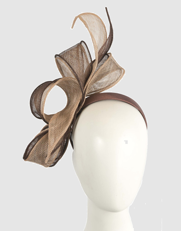 Max Alexander - Coffee and Nude Sinamay Bow Racing Fascinator