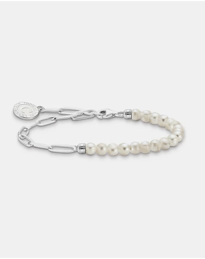 THOMAS SABO - Charm Bracelet with Pearls and Chain Links Silver