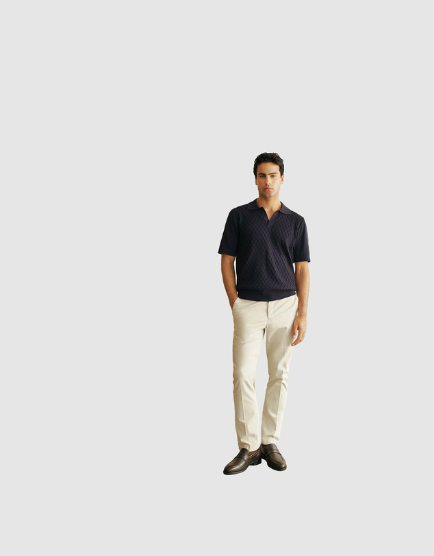 Trenery - Mercerised Diamond Knit Polo