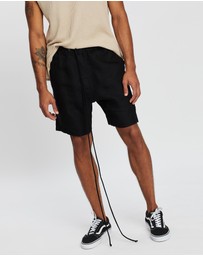 Surrounded By Ghosts - The Obsidian Linen Drawstring Shorts