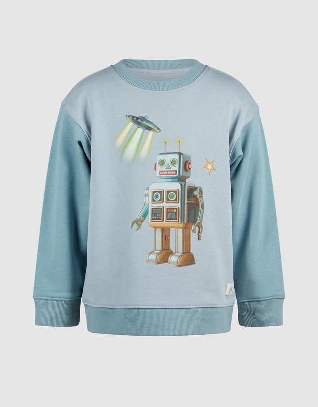 Fleur Harris - 'Out of This World' Robot Sweater in Dusty Teal