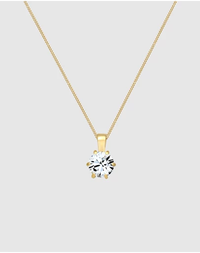 Elli Jewelry - Necklace Crystal 925 Sterling Silver Gold-Plated