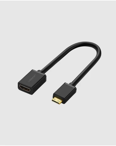 Ugreen - UGREEN Mini HDMI Male to HDMI Female Adapter Cable 22cm 4K Support Black