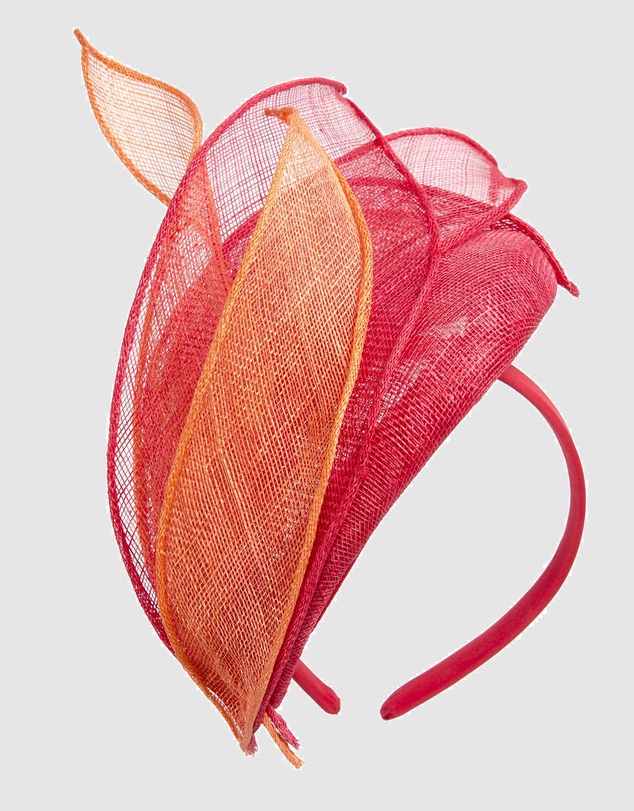 Max Alexander - Pillbox Red Orange Racing Fascinator
