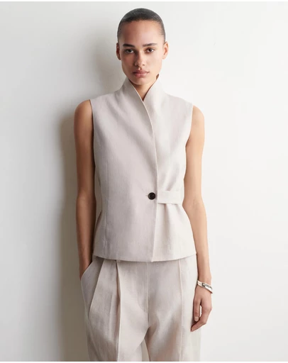 COS - Shawl-Collar Belted Linen Waistcoat