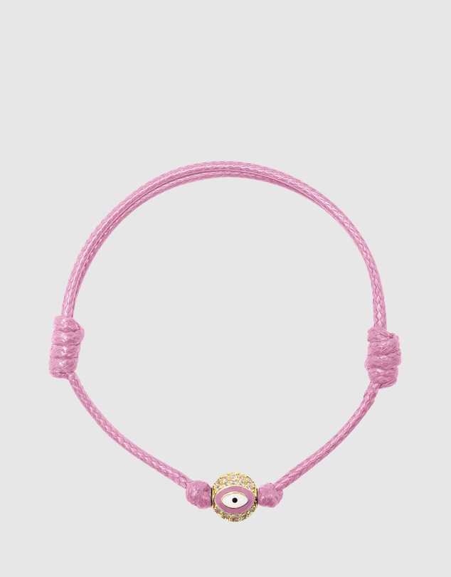 Nialaya Jewellery - Pink Evil Eye String Bracelet