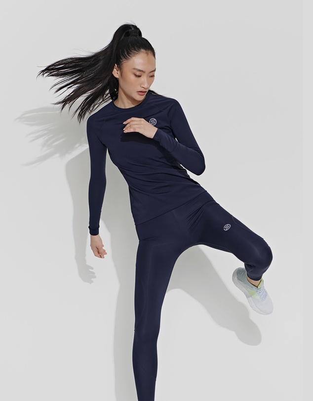 SKINS - SKINS Compression Women's Series-2 Activewear Long Sleeve Top Navy Blue