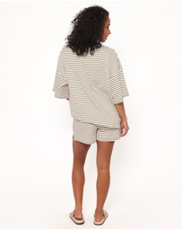 Petal & Pup - Hellen Stripe Short Set - Cream/Green Stripe