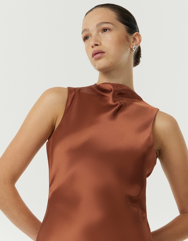 Third Form - Satin Bias Cowl Back Maxi Dress