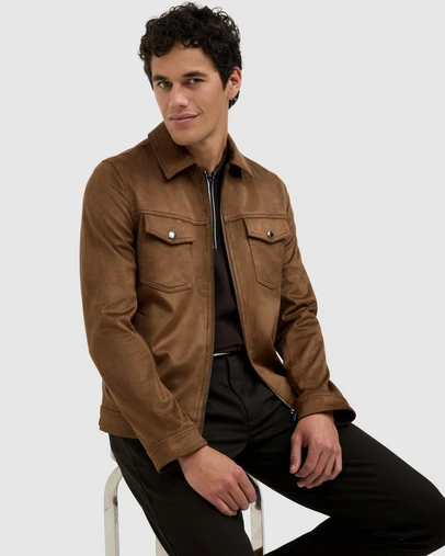 Politix - Reece Faux Suede Trucker Jacket