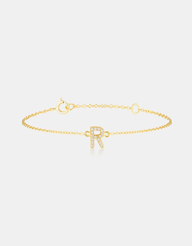 The Silver Collective - A-Z Letter Bracelet Gold - R