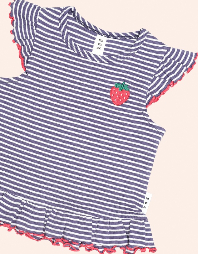 Huxbaby - Stripe Rib Peplum Tee - Babies-Kids