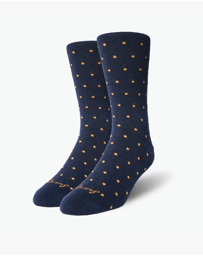 Swanky Socks - Navy Gold Pin Polka Dots