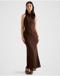 Forever New - Ariana Halter Neck Heatseal Maxi Dress