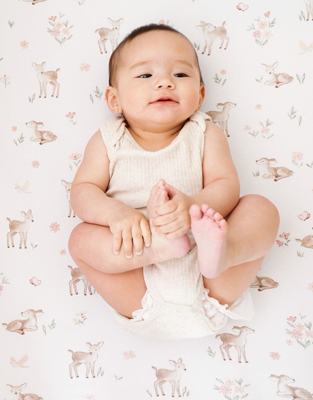 Living Textiles - 2 Pack Organic Bedside Sleeper Fitted Sheet - Fawn Fables