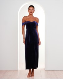 Pilgrim - Olive Off Shoulder Velvet Gown