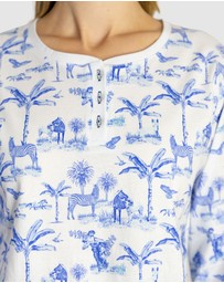 Sant And Abel - Women's Skydog Toile Blue Jersey Long PJ Set