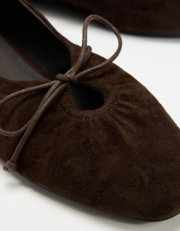 AERE - Cut Out Suede Ballet Flats - Women's