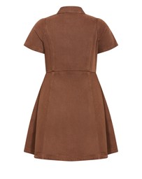 City Chic - Plus sizeLeia Short Sleeve Drill Mini Dress - chocolate