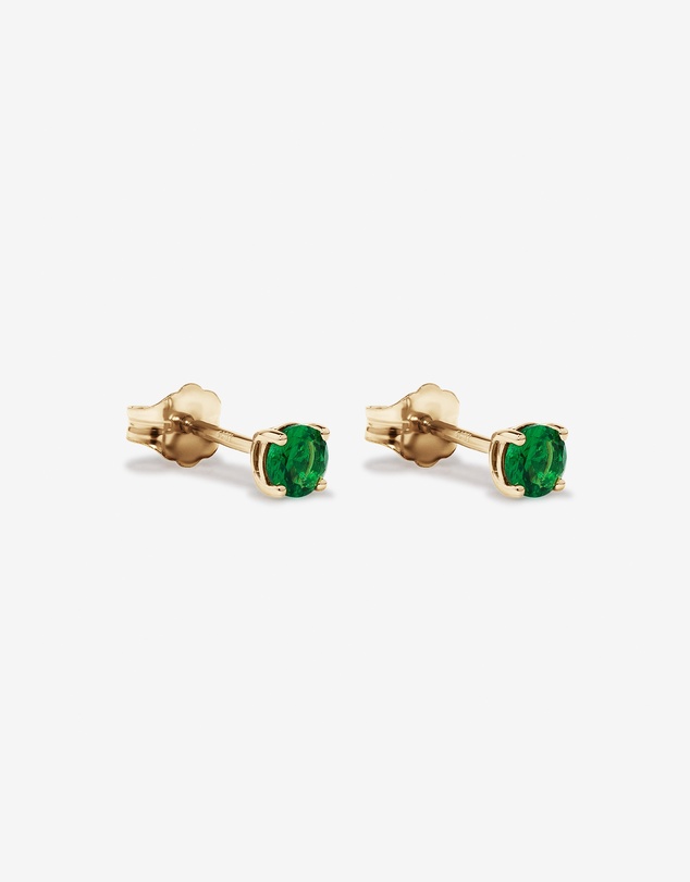 Michael Hill - Round Green Created Emerald Birthstone Stud Earrings in 10kt Yellow Gold