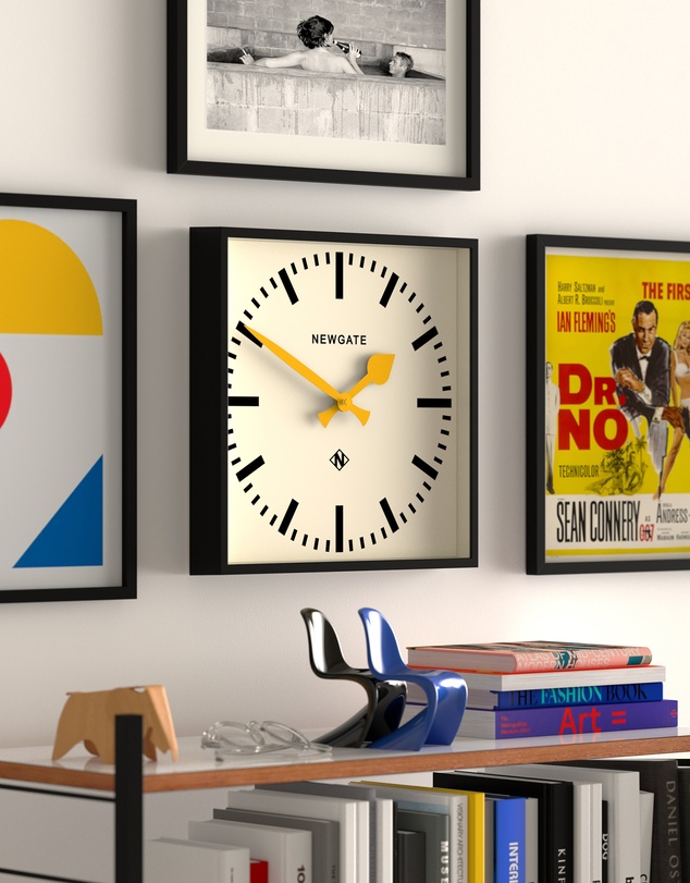 Newgate - Newgate Number Five Wall Clock Black Yellow Hands