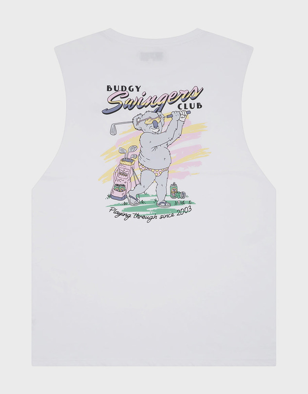 Budgy Smuggler - White Singlet with Swingers Club