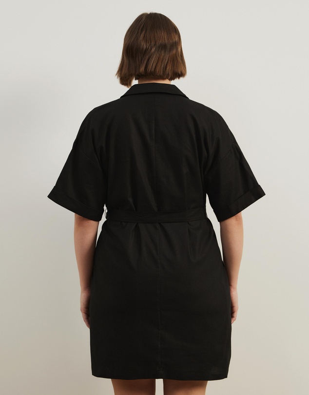 Atmos&Here Curvy - Britt Linen Blend Belted Mini Dress