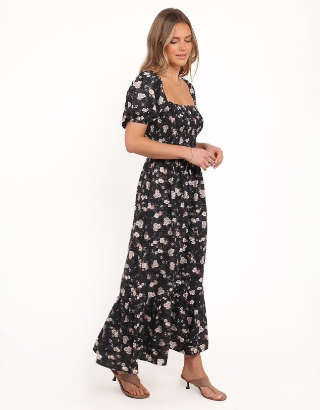 Petal & Pup - Cecelia Puff Sleeve Maxi Dress - Black Floral