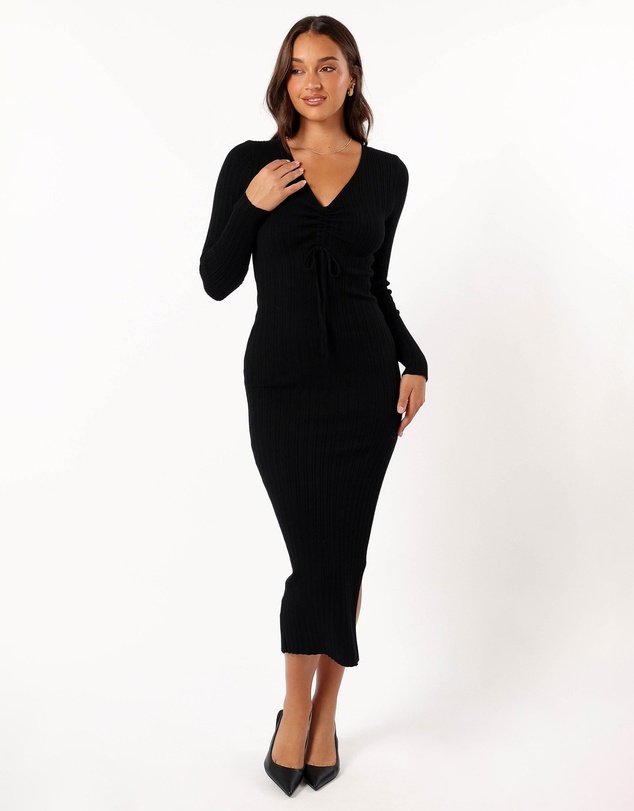 Petal & Pup - Irene Long Sleeve Midi Dress - Black