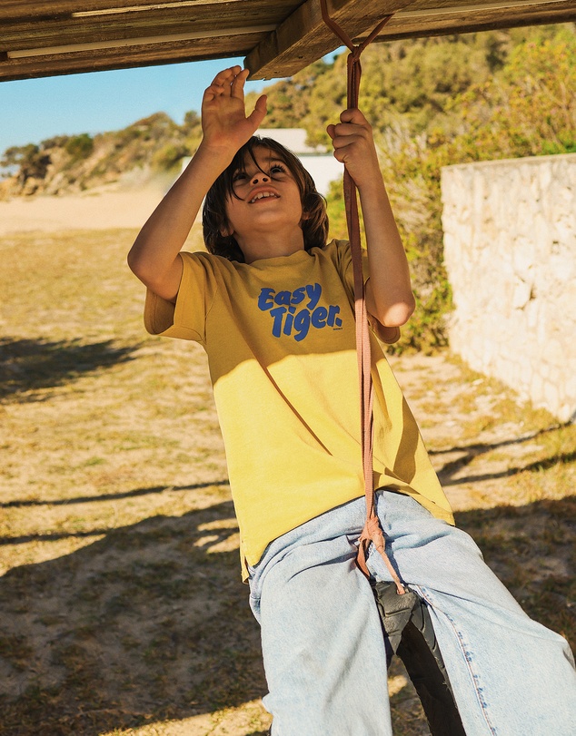 Skwosh - Easy Tiger Kids Slang Tee in Mustard