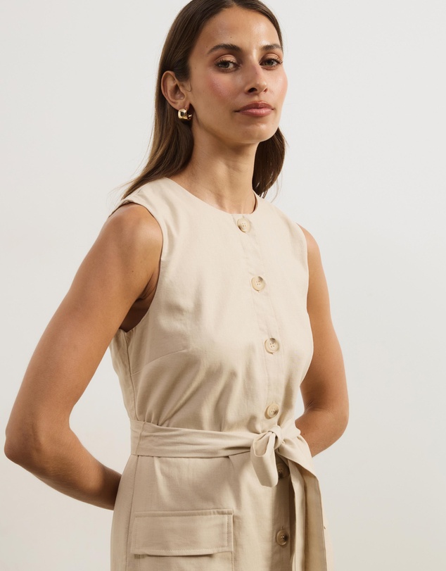 Atmos&Here - Hailey Linen Blend Midi Dress